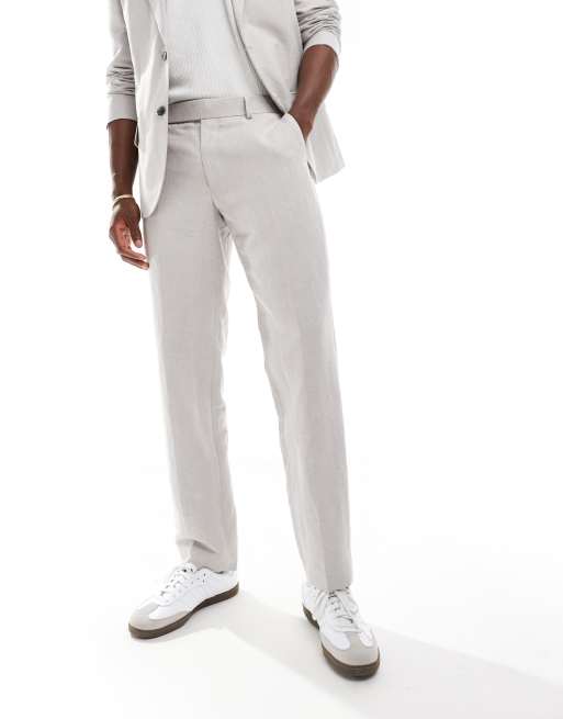 River Island – Lniane spodnie garniturowe w szarobeżowym kolorze, 2 z 5