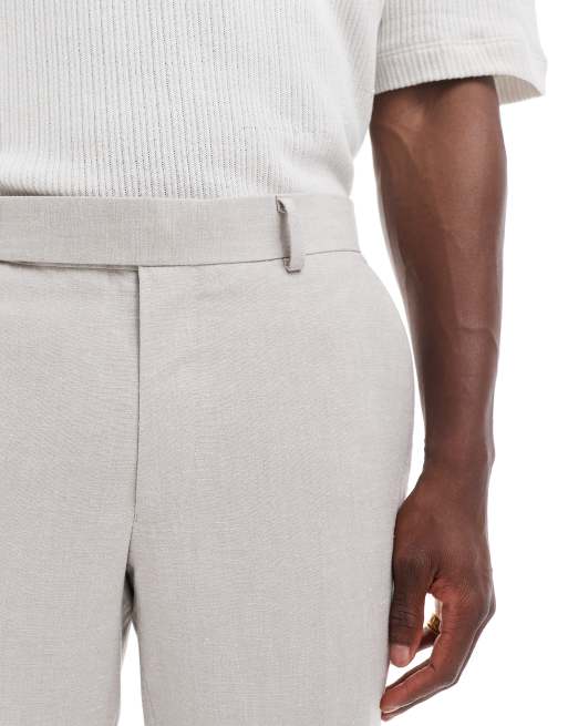 River Island – Lniane spodnie garniturowe w szarobeżowym kolorze, 3 z 5