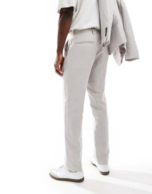 River Island – Lniane spodnie garniturowe w szarobeżowym kolorze, 4 z 5