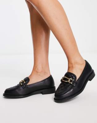 River Island - Loafer in Schwarz mit Kettendetail