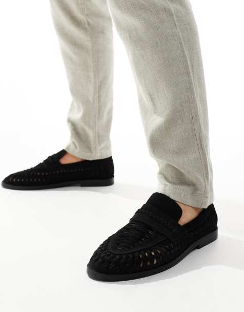 River Island – Loafer in Schwarz mit Weboptik - view 1