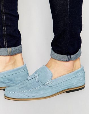 light blue suede loafers mens