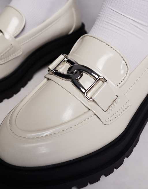 River Island - Loafers met dikke zool in crème, 3 van 4