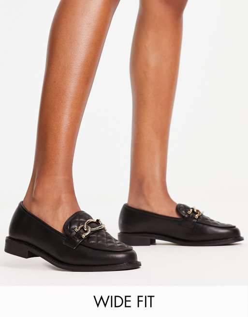 River Island - Loafers met ketting en brede pasvorm in zwart
