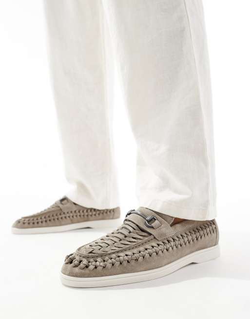 River Island - Loafers van suède met trens in lichtgrijs