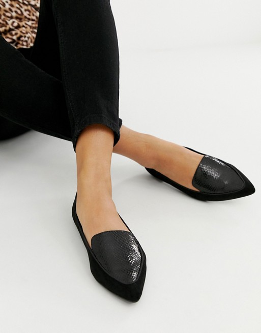 River Island loafers with pointed toe in black