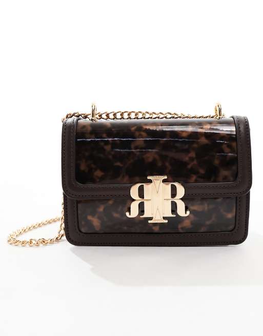 River Island lock detail mini cross body bag in black