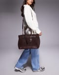 [River Island] River Island lock front tote bag in brown One Size BROWN