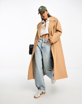 River Island - Lockerer Oversize-Trenchcoat in Beige-Brown