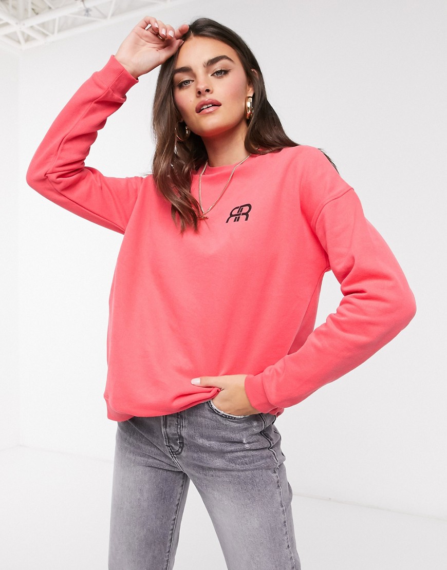 River Island logo crew neck sweatshirt in pink (part of a set)