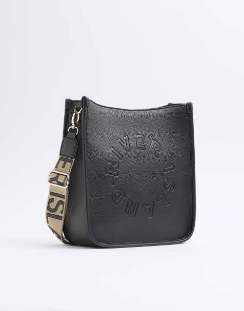 River Island Logo messenger bag in black - view 1