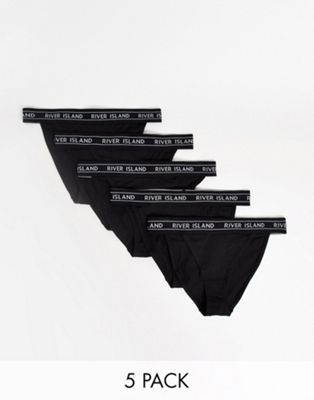 River Island logo tapeband 5 pack of briefs in black