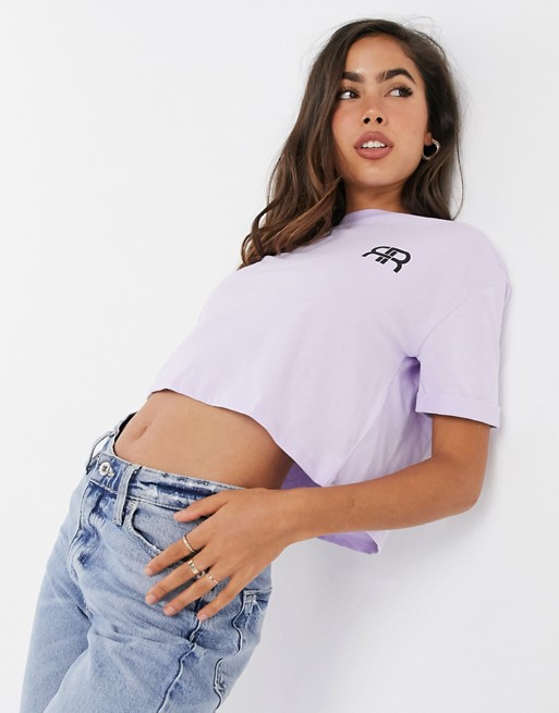 River Island logo turnback sleeve co-ord t-shirt in lilac