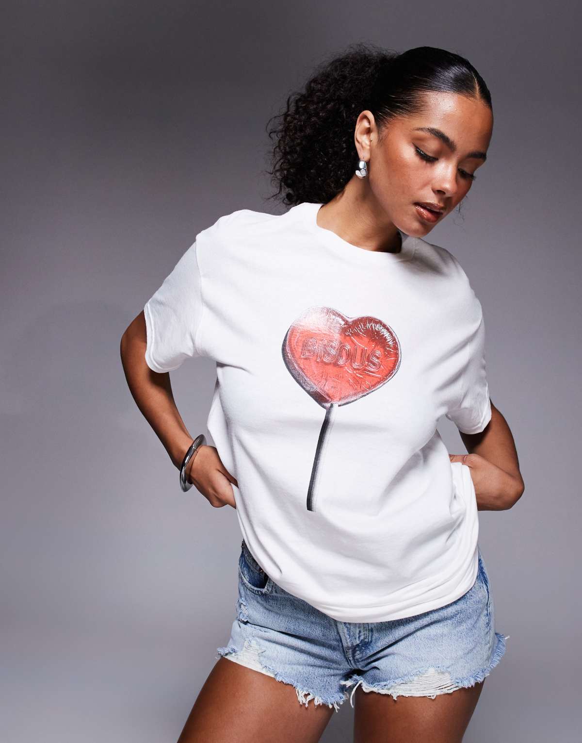 River Island lollipop boyfriend t-shirt in white