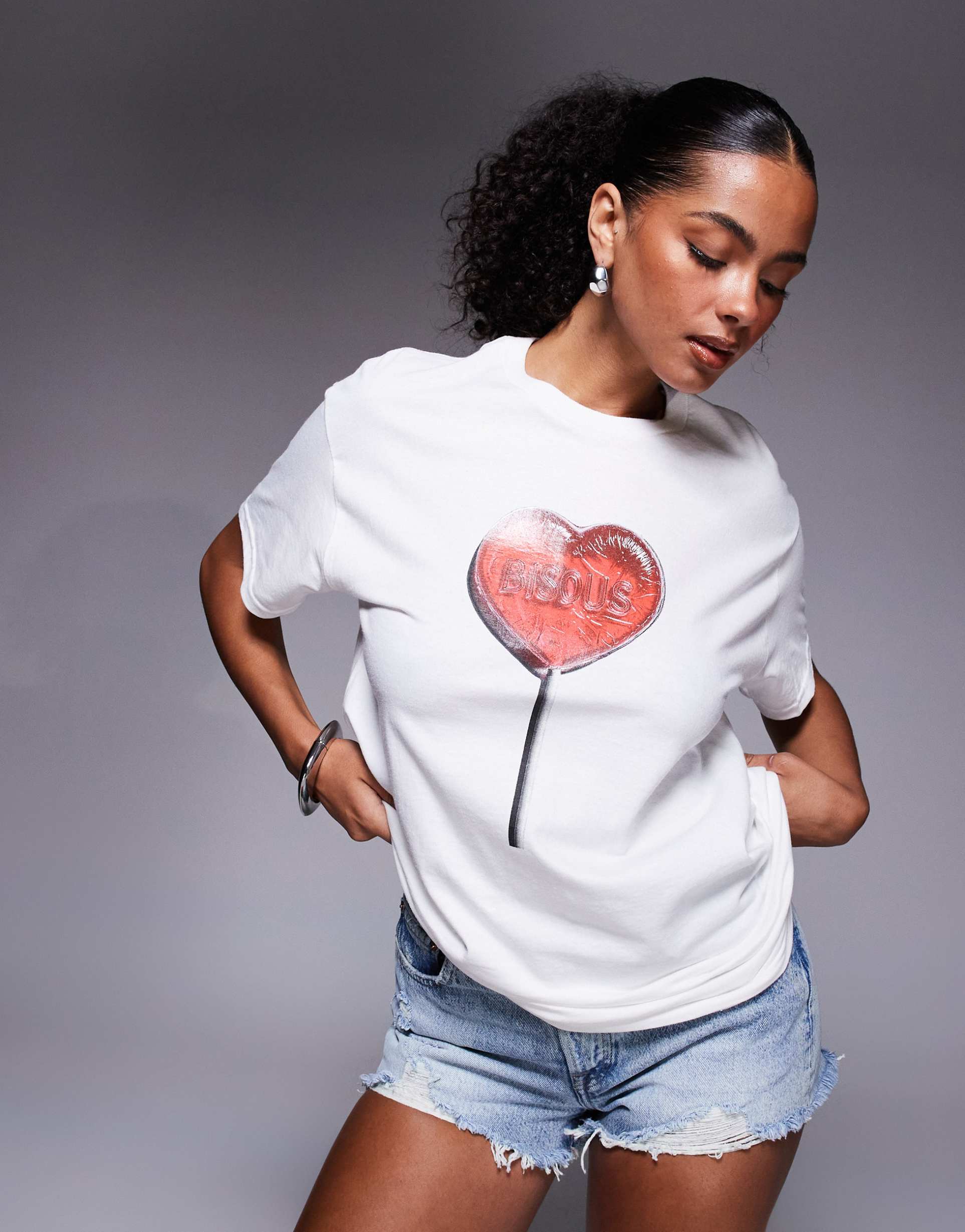 river island lollipop oversized t-shirt in white