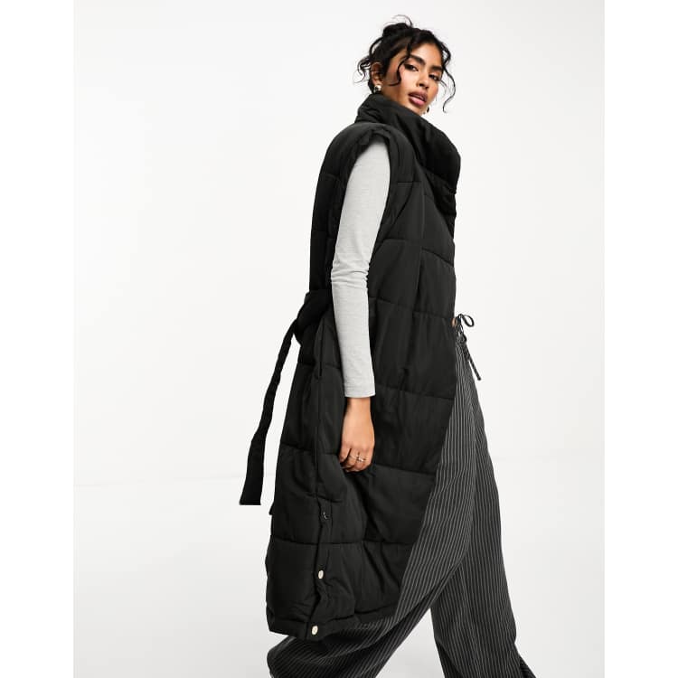 リバーアイランド River Island padded nylon gilet in black メンズ-