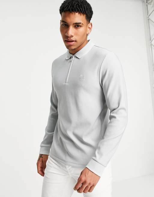 Zip polo shop long sleeve