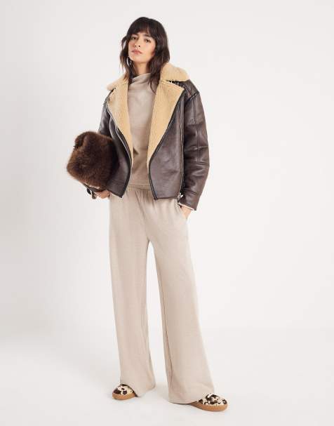 River Island Long sleeve brushed high neck top in beige - light - view 1