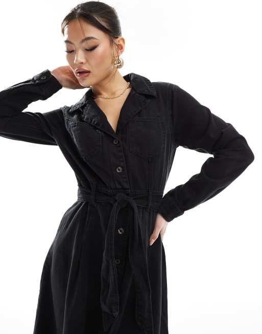 Denim Shirt River Island Black Shirt Dress River Island Long