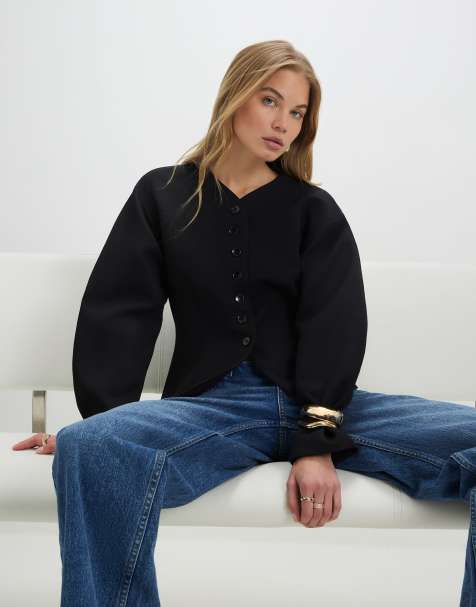 River Island Long sleeve button up jacket in black - view 1