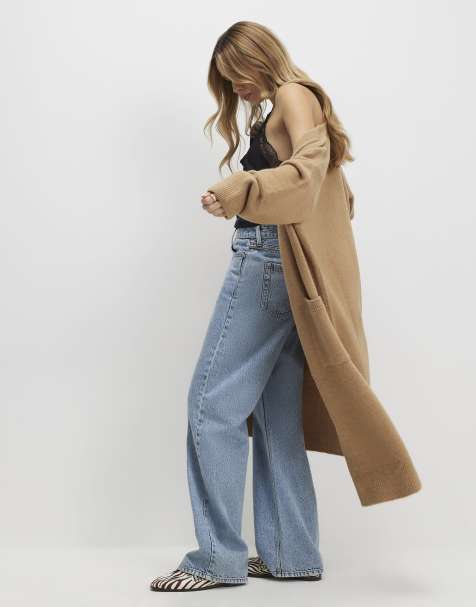 River Island Long sleeve cosy maxi cardigan in brown - view 1