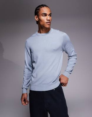 River Island Long Sleeve Crew Neck Sweater In Blue