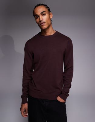 River Island long sleeve crew neck sweater in burgundy burgundy 8690₽
