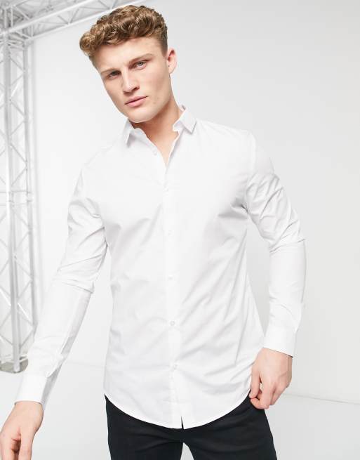 River Island long sleeve cvc shirt in white, 3 of 4