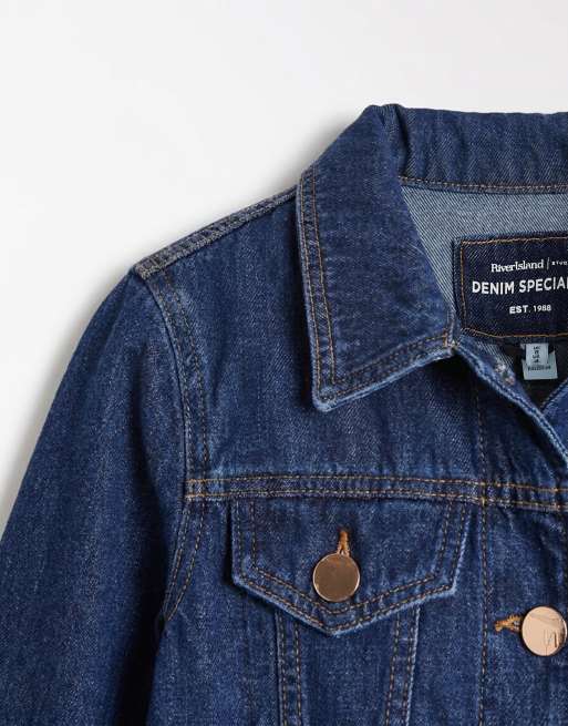River Island long sleeve denim mini dress in dark denim, 7 of 9
