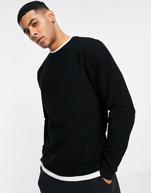T-Shirts & Vests River Island long sleeve double layer t-shirt in black 