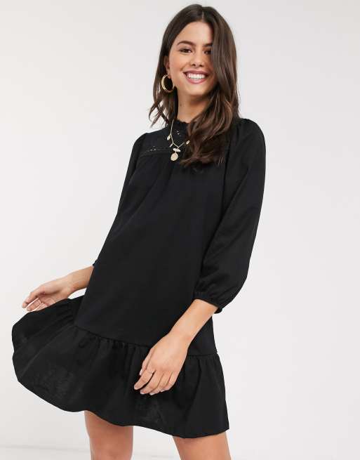 black embroidered dress river island