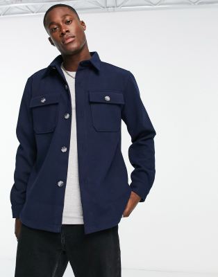 navy blue flannel jacket