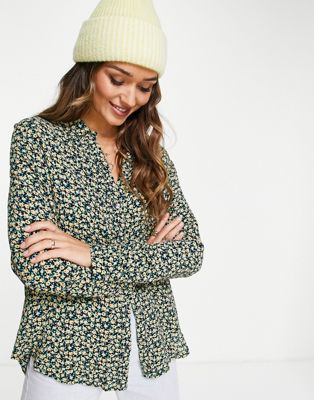 River Island long sleeve floral printed shirt in yellow
