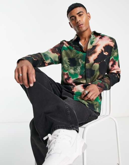 Men's Oversized Floral Shirt in Fort Green Floral