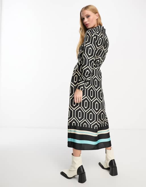 Geo print hot sale midi dress