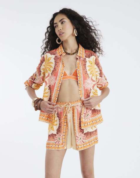 River Island Long sleeve graphic print shirt in orange - view 1