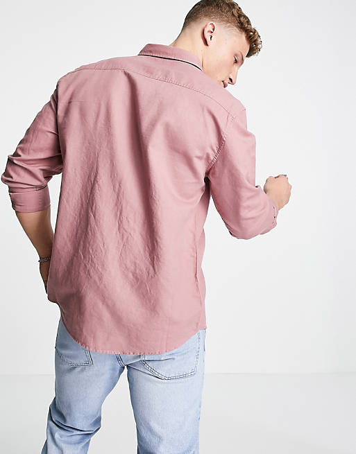 Shirts River Island long sleeve linen shirt in pink 