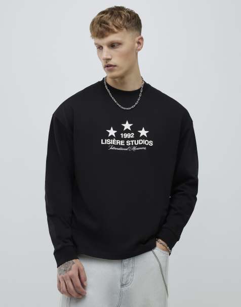 River Island Long sleeve lisiere 1992 t-shirt in black