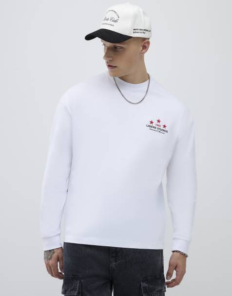 River Island Long sleeve lisiere 1992 t-shirt in white - view 1
