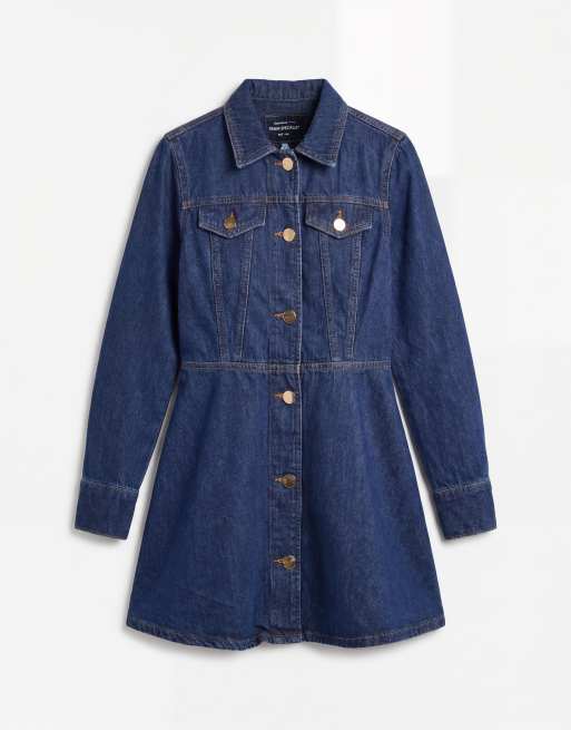 River Island long sleeve mini dress in dark denim, 5 of 9