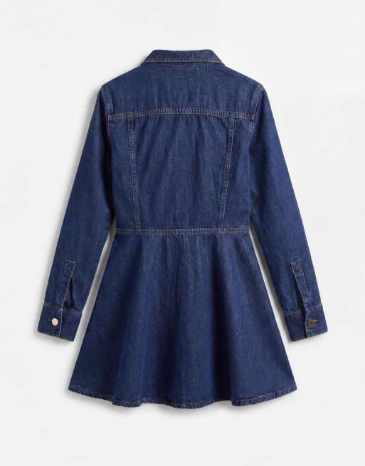River Island long sleeve mini dress in dark denim, 6 of 9