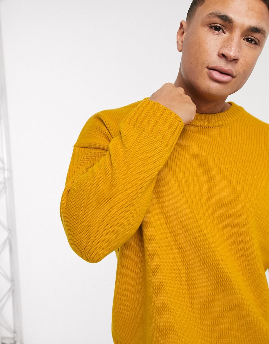 River Island long sleeve oversized sweater in mustard-Yellow