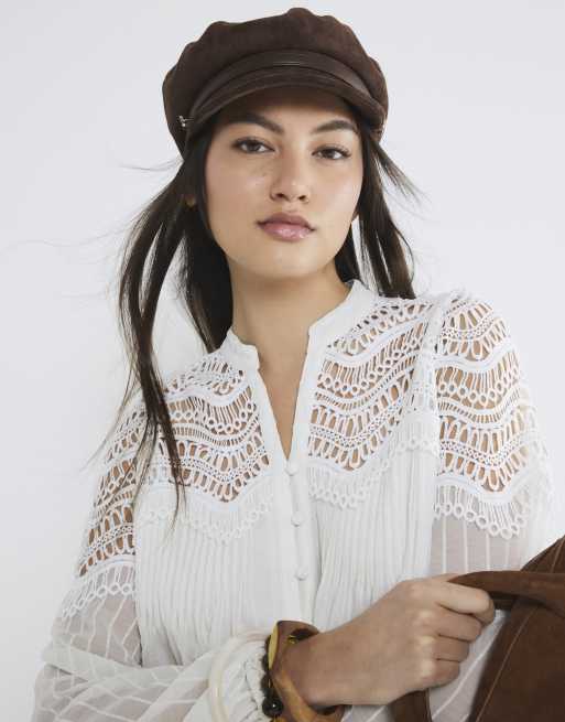 River Island Long sleeve pleated lace blouse in white | ASOS
