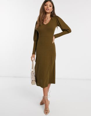 river island khaki midi dress