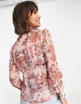 river island pink frill shirt