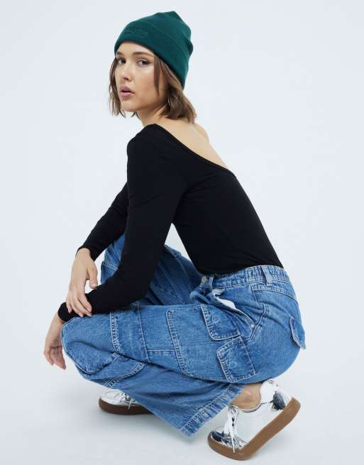 River Island long sleeve scoop neck bodysuit in black