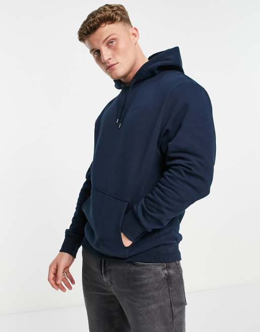 River Island long sleeve script hoodie in navy | ASOS