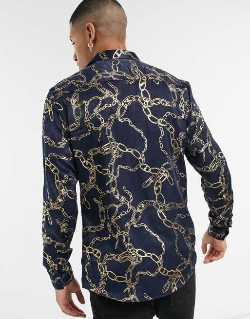 River Island long sleeve shirt with chain print in black