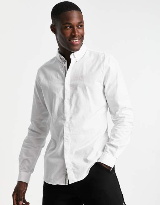 River Island long sleeve smart oxford shirt in white | ASOS