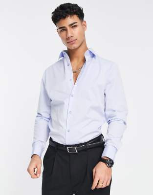 River Island long sleeve smart work shirt in blue